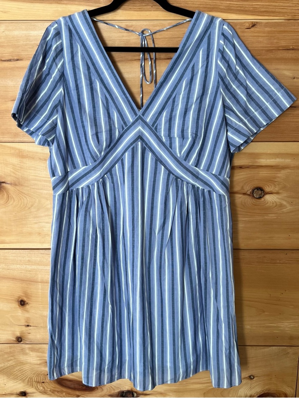 NWT Banana Republic Flutter-Sleeve Mini Dress in Blue Stripe Summer Fit & Flare
